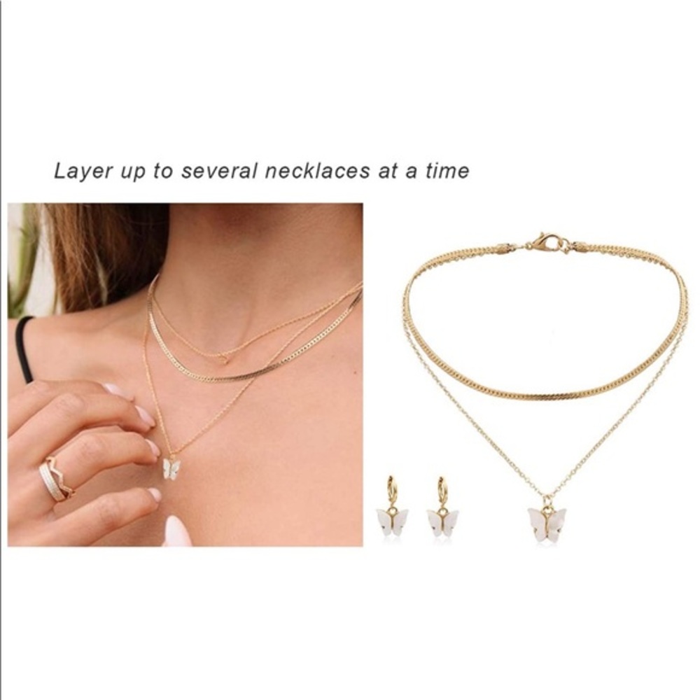 Necklace and earring set, butterfly - Picture 8 of 14